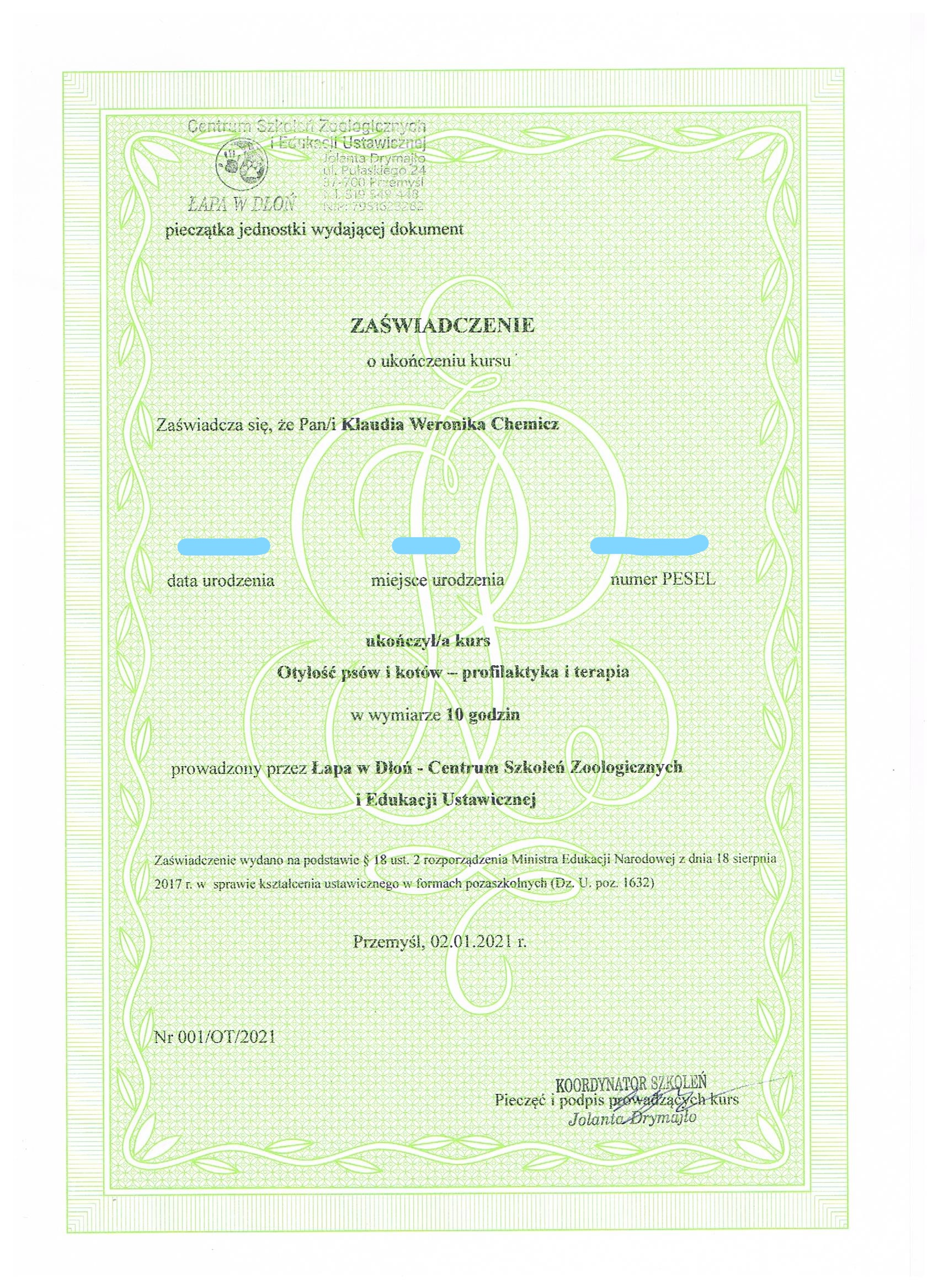 Klaudia Chemicz behawiorystka