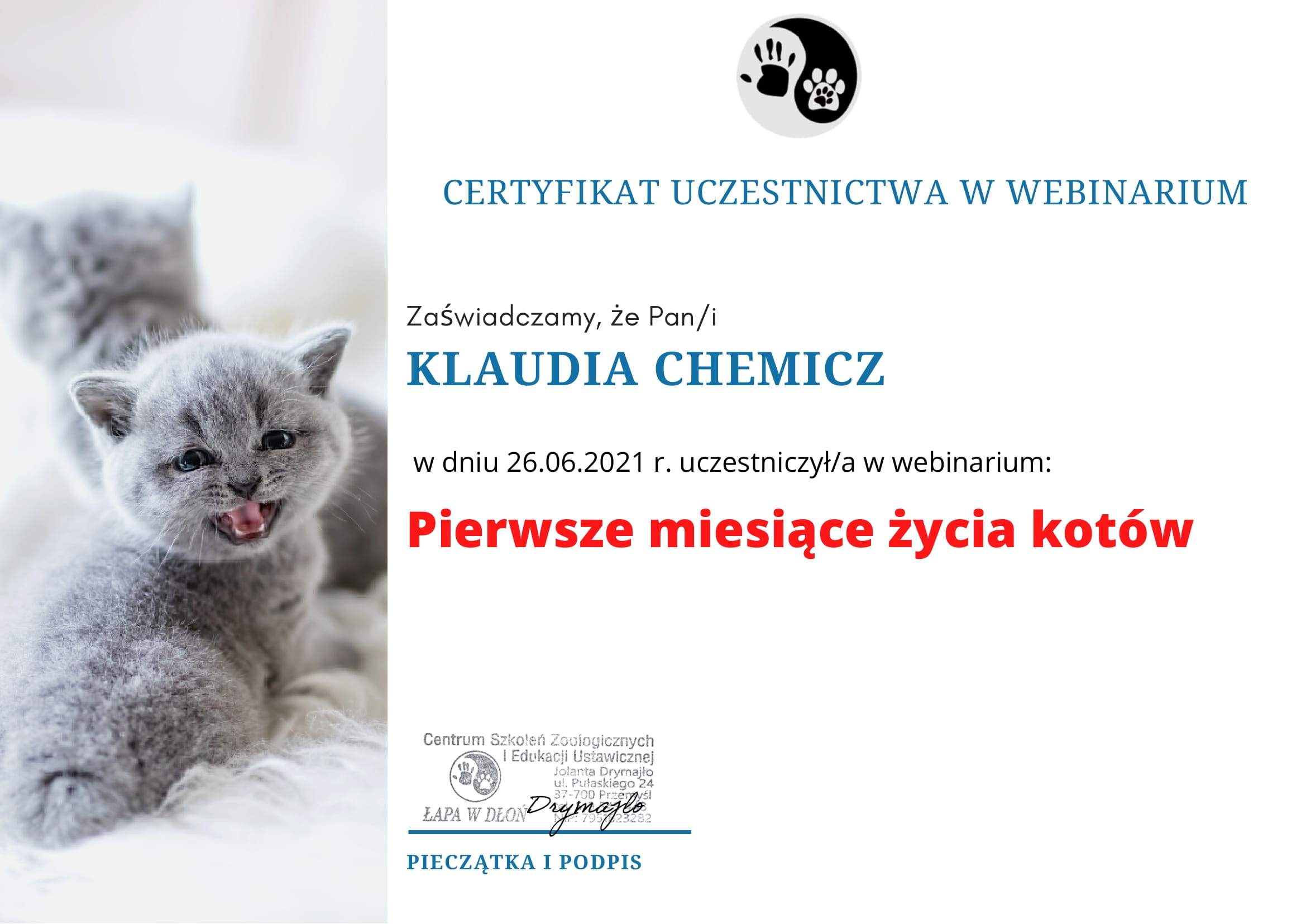 Klaudia Chemicz behawiorystka