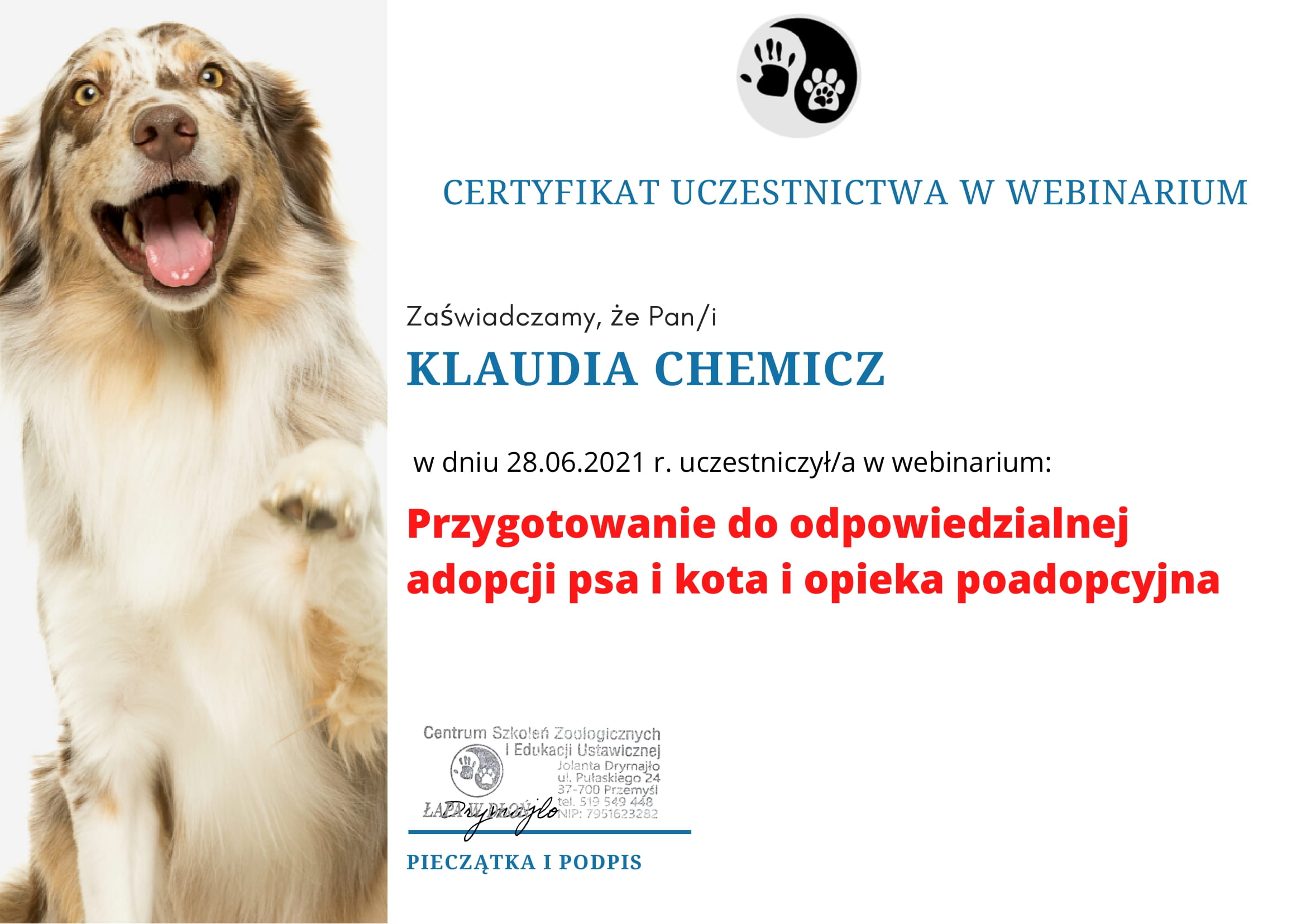 Klaudia Chemicz behawiorystka