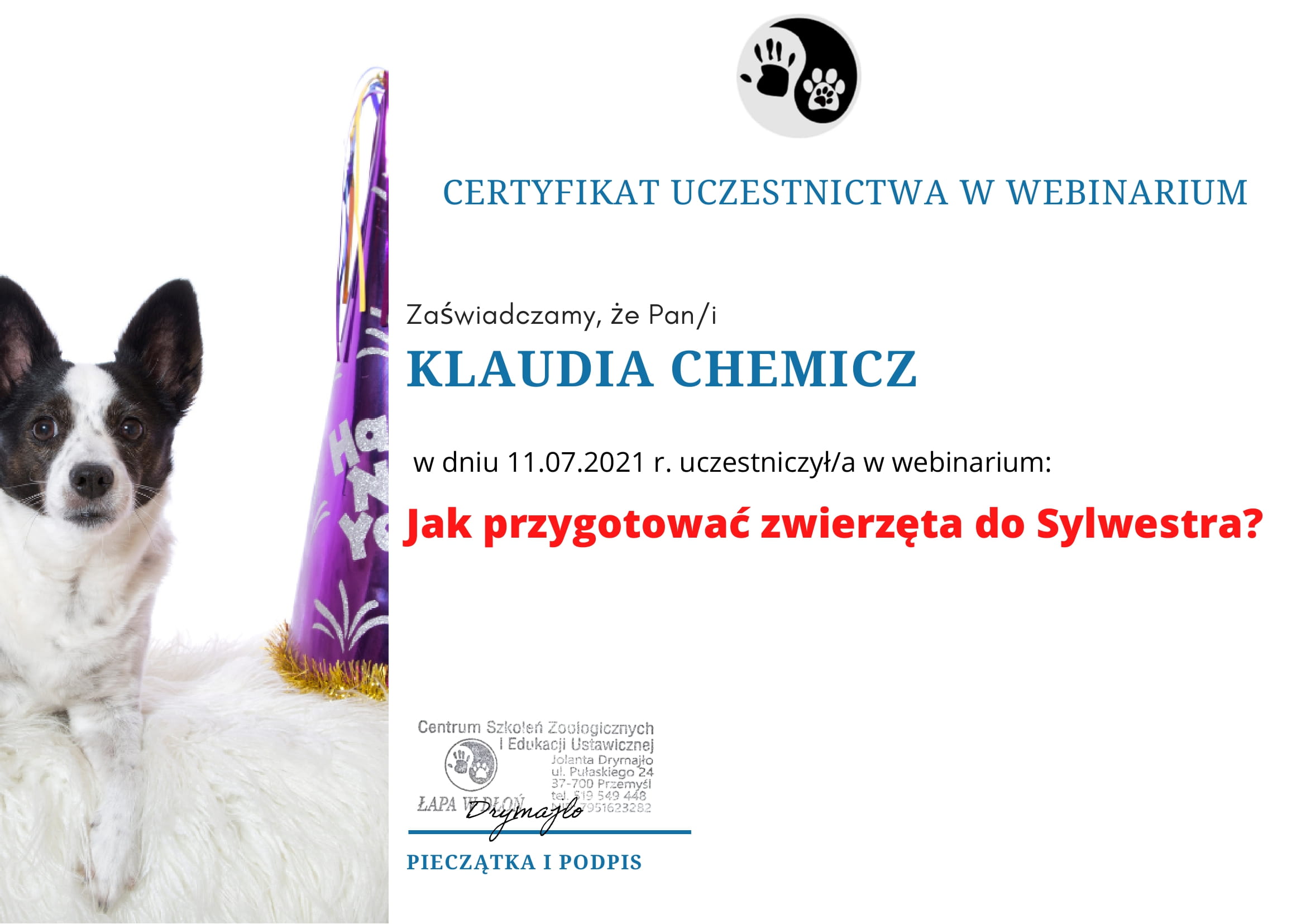 Klaudia Chemicz behawiorystka