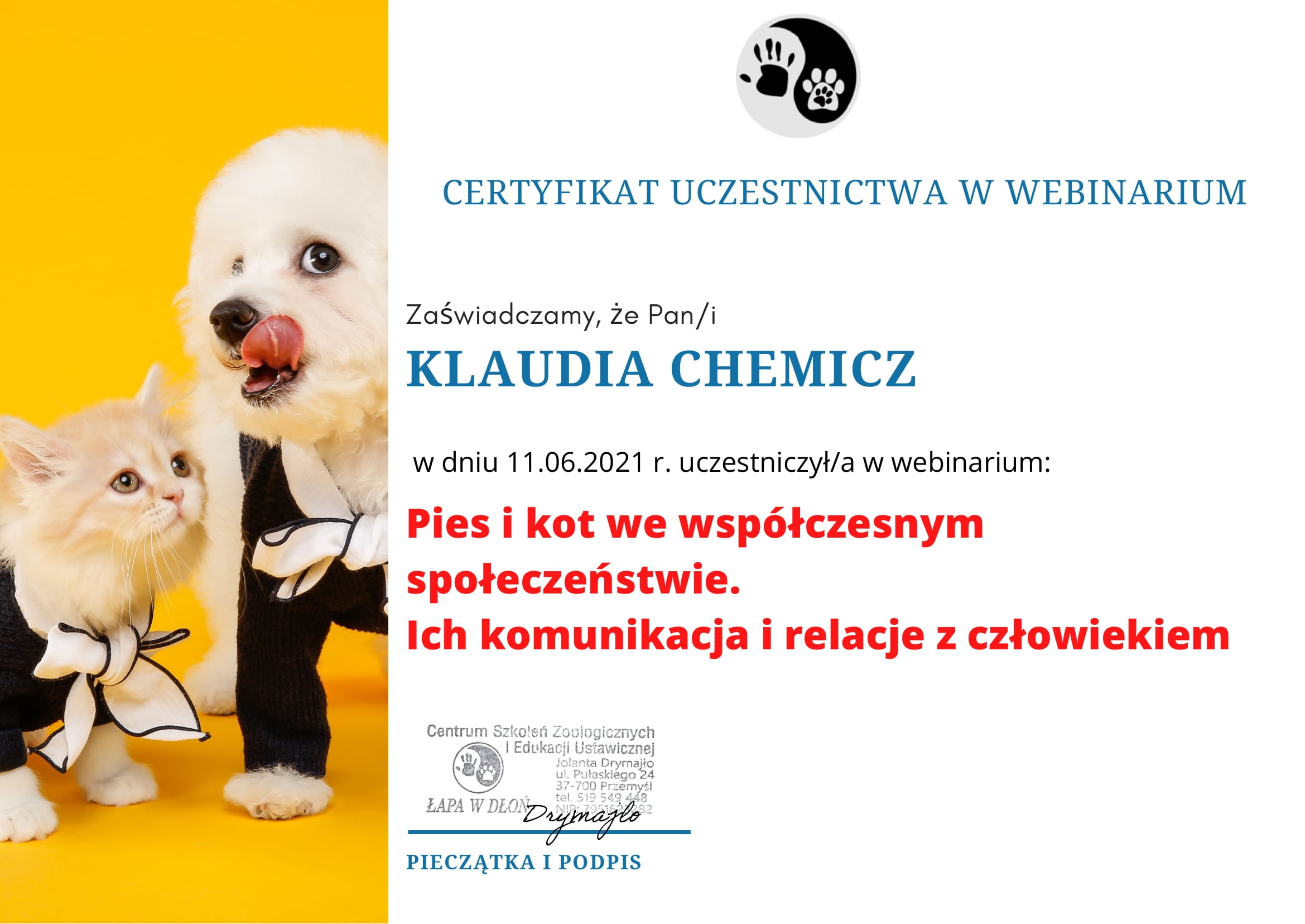 Klaudia Chemicz behawiorystka