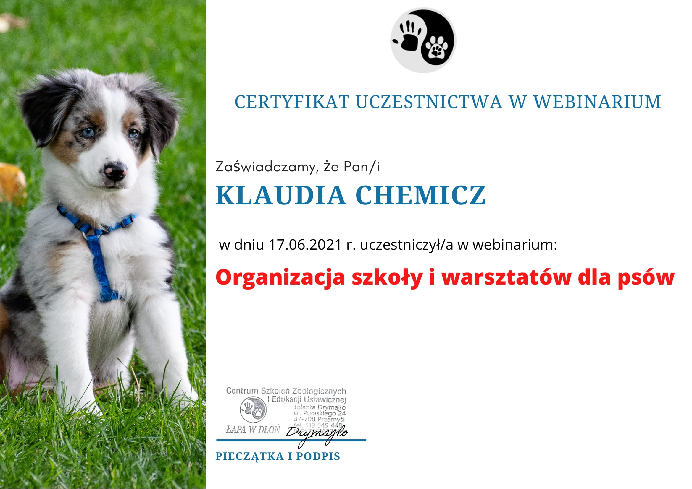 Klaudia Chemicz behawiorystka