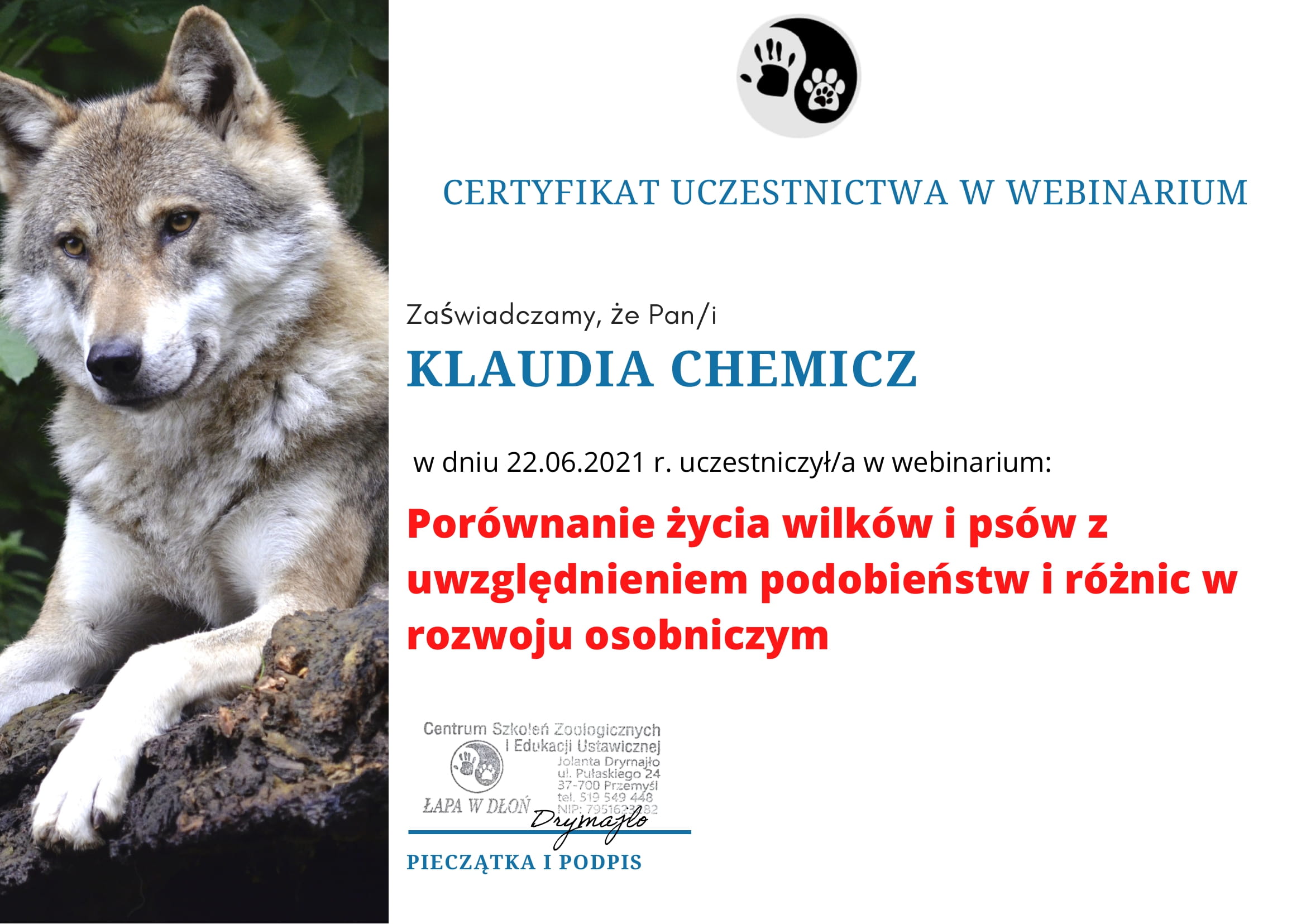 Klaudia Chemicz behawiorystka
